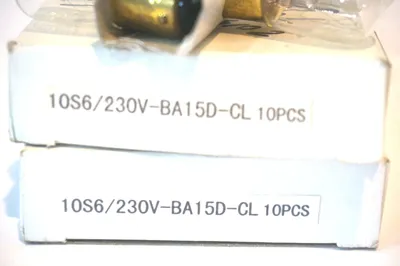 20 NEW STANDARD PRODUCTS 10S6/230V-BA15D-CL BULBS 10S6230VBA15DCL