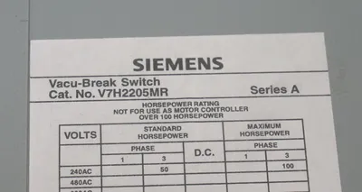 NEW SIEMENS V7H2205MR PANEL BOARD UNIT 400A, 2 POLE