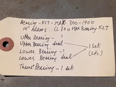 Adams Service Bearing Kit MAK-B6 14" CL300