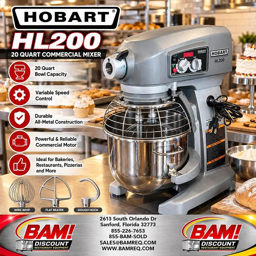 New | in-Stock HOBART HL200 Planetary Mixers Florida US | BAM Discount Restaurant Equipment #1547382