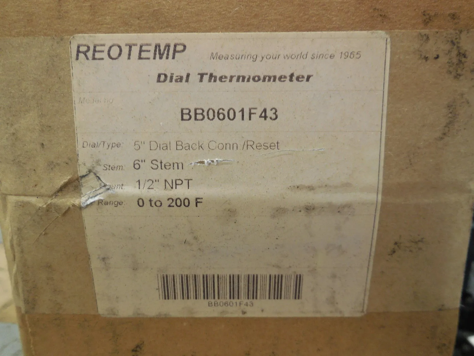 NEW REOTEMP BB0601F43 DIAL THERMOMETER