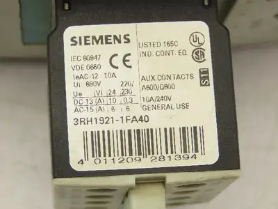 Siemens 3RT1045-1BB40 Sirius Motor Starter Contactor 24vDC Coil