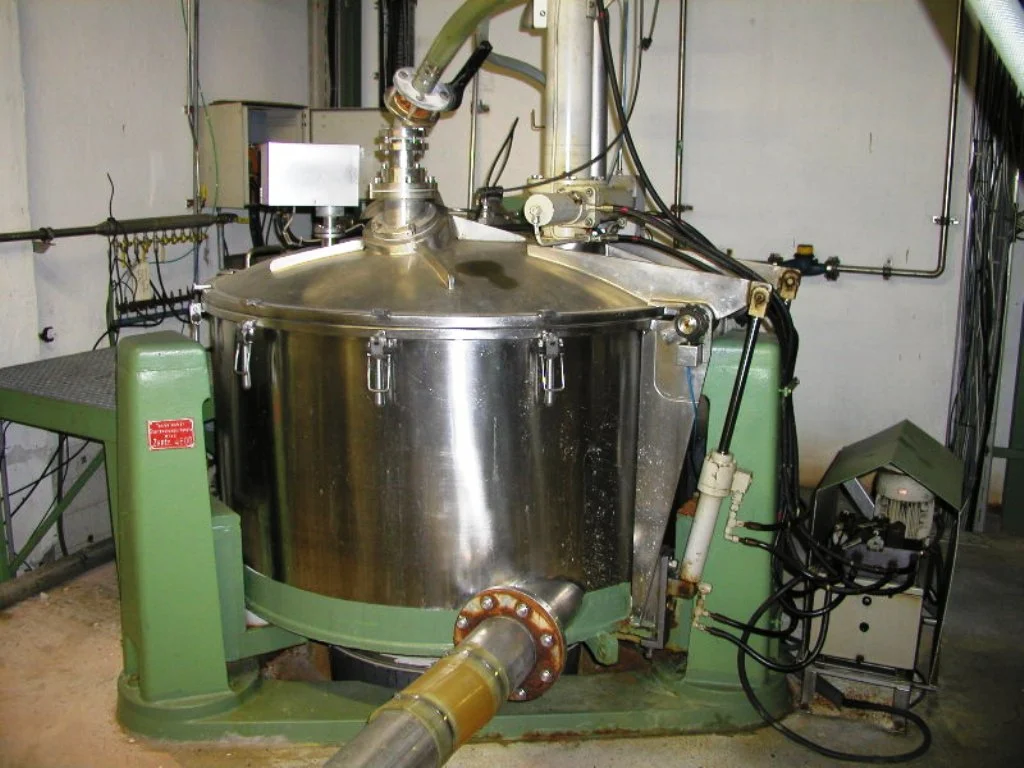 Ferrum DSZ-UR 1250/630 perforated basket centrifuge, 316SS.