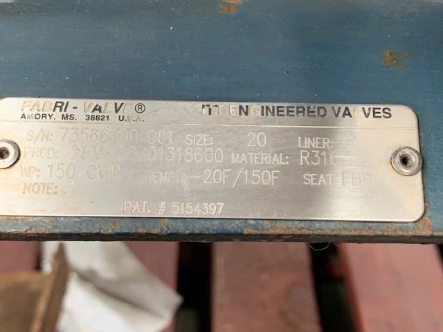 Fabri-Valve 20"-150 Knife Gate Valve with Pneumatic Actuator
