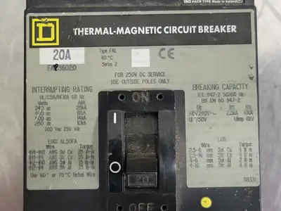 Used SQUARE D FA36020 Switchgears British Columbia CA | Lenmark #244746