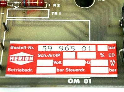 USED HERION 59-965-01 PC BOARD 5996501