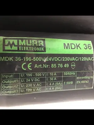 Used MURR ELEKTRONIK MDK 36 Power Supplies Michigan US | Ideal Machinery #1261486