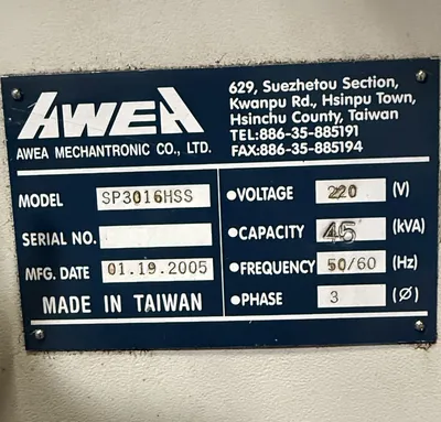 USED 2005 AWEA SP-3016HSS