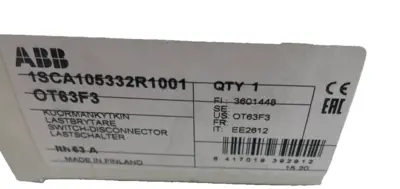 NEW ABB OT63F3 DISCONNECT SWITCH 1SCA105332R1001