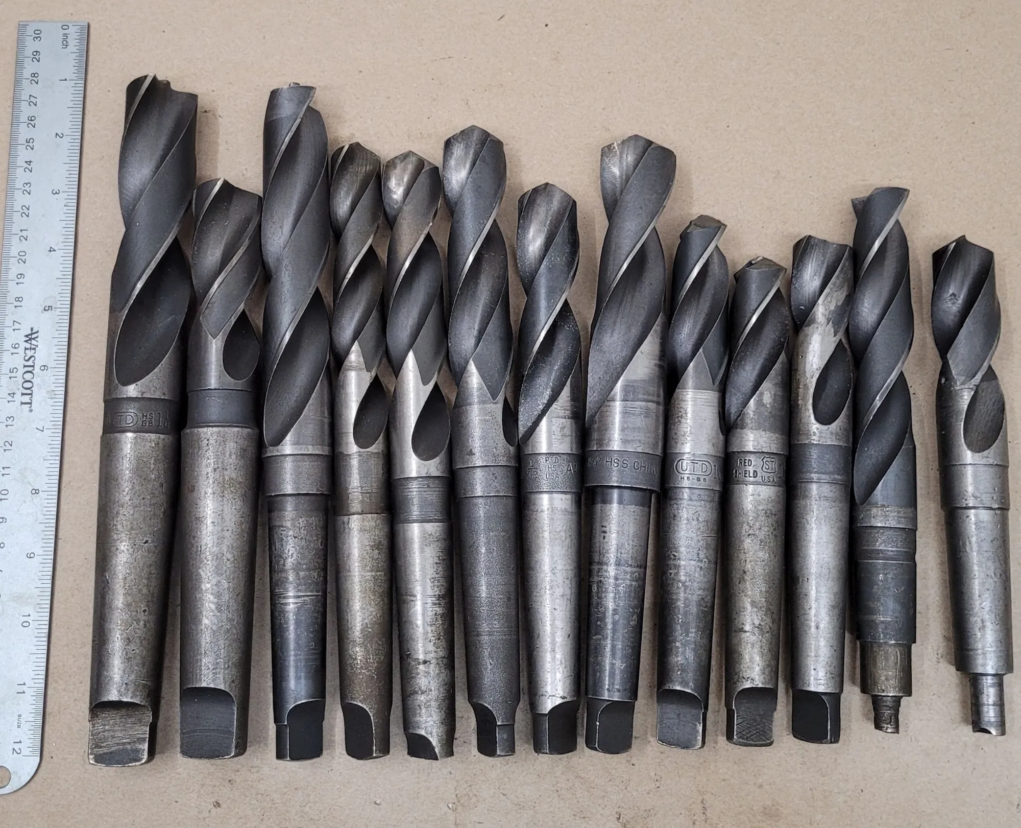 HSS Twist Drills – Tapered Shank – Set of 13– Various Sizes