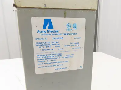 Acme Electric T253012S Stepdown Power Transformer 2KVA 1Ph HV 240/480 LV 120/240