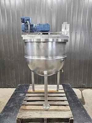 Used 100 Gallon Kettle, 316 Stainless Steel, With Scrape Agitation