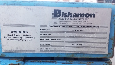 2,500 lb. Bishamon Hyd. Scissors Lift Tables; 24” x 48”,