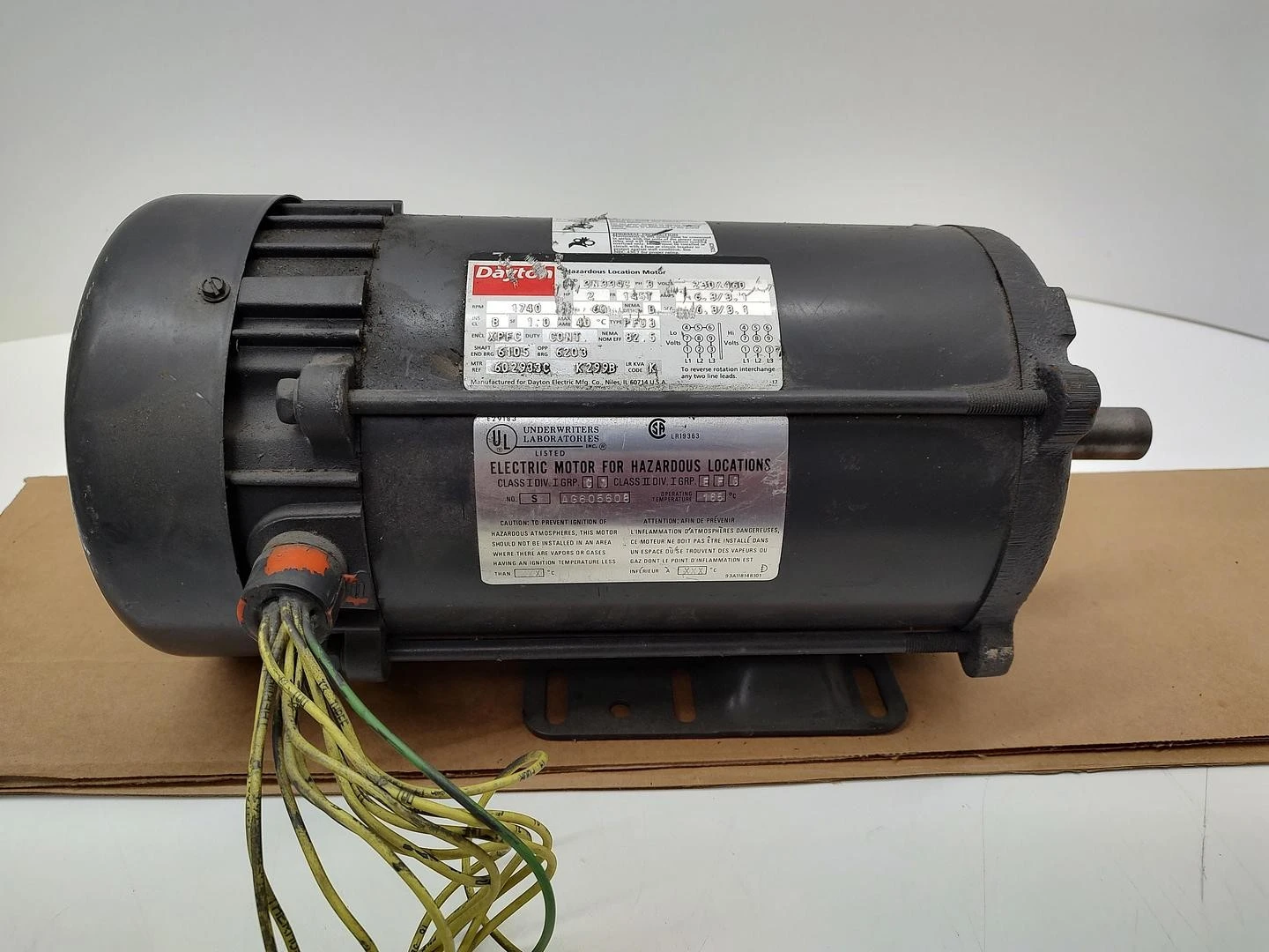 3N334C DAYTON 2HP Hazardous Locations 1740 RPM 145T Frame 3PH 230/460 TESTED