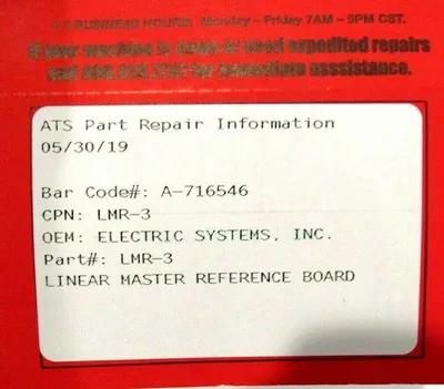 REPAIRED ELECTRIC SYSTEMS LMR-3 MASTER BOARD LMR3