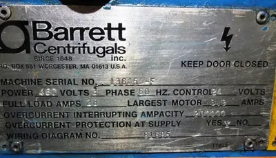 Barrett Centech 1000 system with 136 Clarifuge, SS.