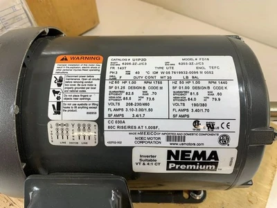 US Motoren Nidec FD18 1HP Shur Stopp 1.4kg-ft Elektrisch Bremse 208-230/460 Neu