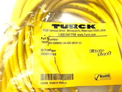 USED TURCK EUROFAST DOUBLE ENDED M12 CORDSET