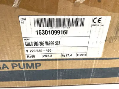 USED EBARA STAINLESS STEEL CENTRIFUGAL PUMP 3-PHASE 60HZ