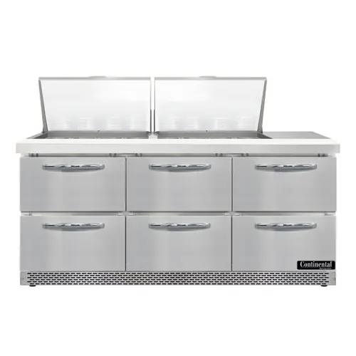 Continental D72N24M-FB-D 72" Designer Line Sandwich/salad Prep Table W/ Refrigerated Base, 115v