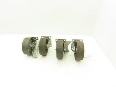 6" Caster Wheels Cast Iron Set of (4) 2-Swivel w Lock & (2)-Fixed Lot of 4