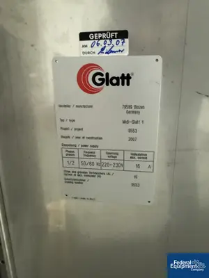 USED Glatt Glatt Midi-Glatt Fluid Bed Dryer, S/S