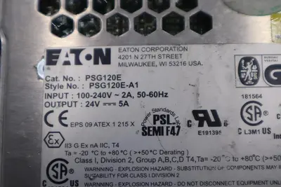 Eaton PSG120E Power Supply 100-240V 2A 50-60Hz Input 24V 5A Output STOCK K-3536