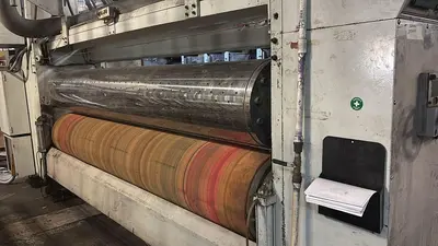 66″ x 132″ Sunrise 4 Color Rotary Die Cutter with Slotting