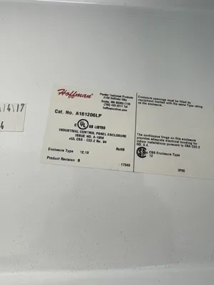 Used HOFFMAN A161206LP Misc Electrical & Power Parts South Carolina US | ESS Industrial Equipment Sales #1470150