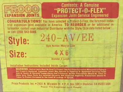 NEW PROCO EXPANSIONS JOINTS 240-AV/EE
