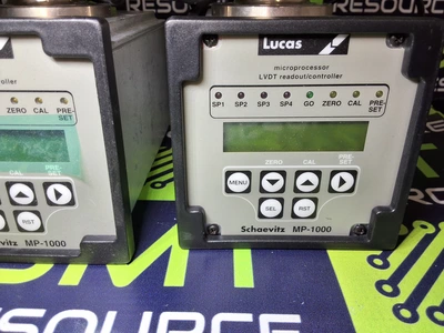 LUCAS SCHAEVITZ MP-1000 LVDT READOUT / CONTROLLER MODULE WITH FTA-G-5000 TRANSDUCER