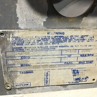 American fan company QBCS-200 Backward Inclined Fan Blower 7.5 Hp