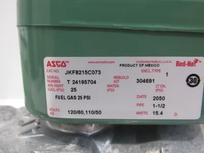 NEW ASCO JKF8215C073AC FUEL GAS VALVE 120/60,110/50
