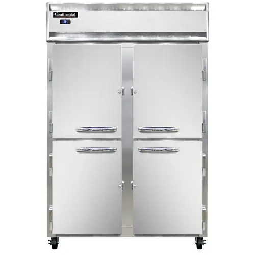Continental 2RSNHD 52" Two Section Reach In Refrigerator, (4) Left/right Hinge Solid Doors, Top Compressor, 115v