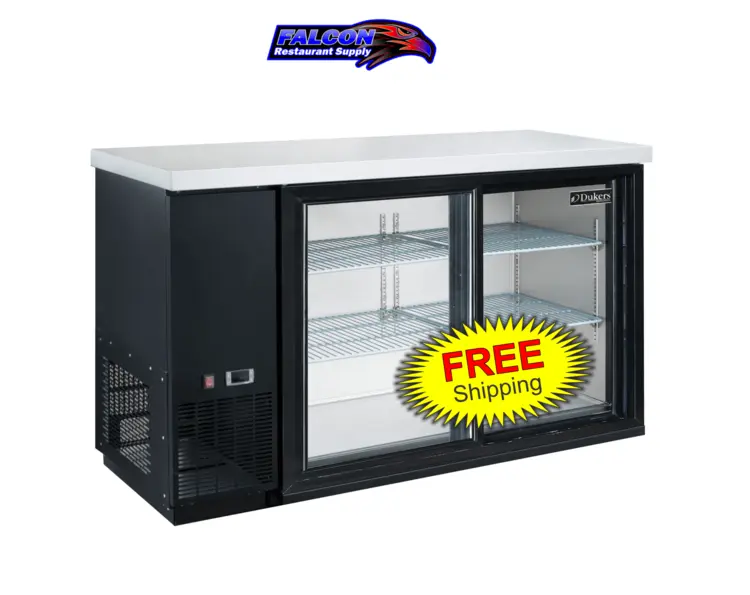 New | in-Stock Dukers New Dukers DBB60-S2 2 Door Bar and Beverage Cooler (Sliding Doors) Bottle Coolers Illinois US | Falcon Restaurant Supply #1376335