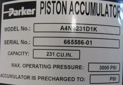 NEW PARKER A4N0231D1K PISTON ACCUMULATOR