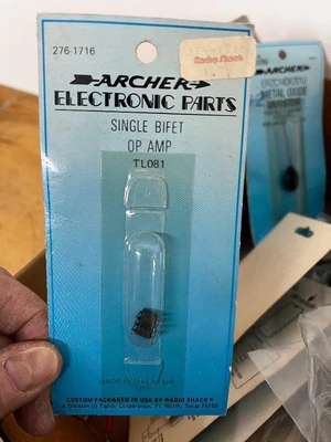 Box of Vintage and Modern Electronic Parts and Components Assortment