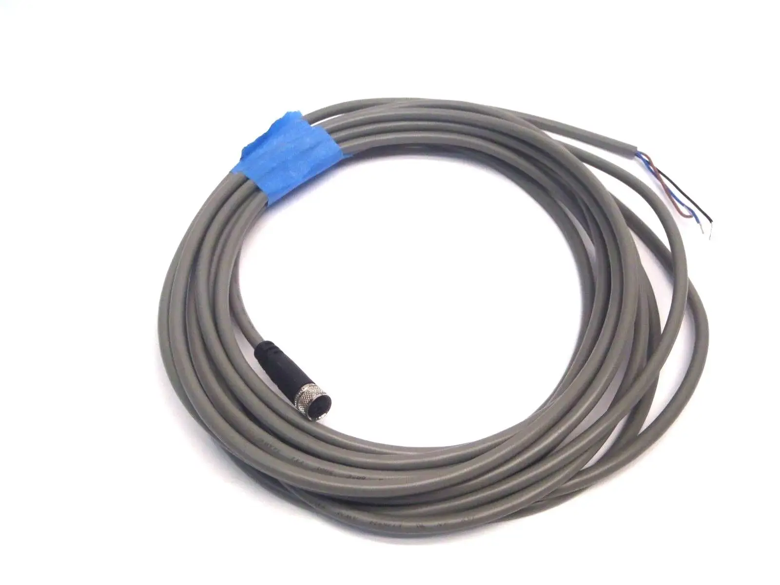 LL101096 | Gray 15' M8 Cordset to Flying Leads 3 Wire 300V 24AWG - Used