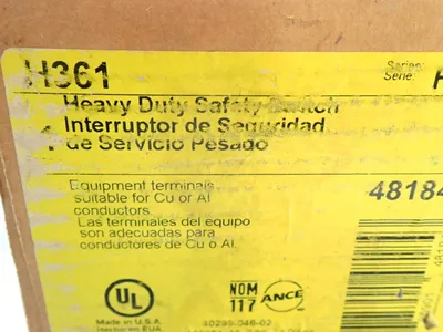 New | in-Stock SQUARE D H361 Disconnects Ohio US | HGR 24 #879901