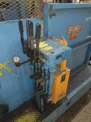 20,000 LBS X 54" X 36" BRANER HYDRAULIC COIL CAR UPENDER WITH POWER FEED CONVEYOR: YOBRO #25238
