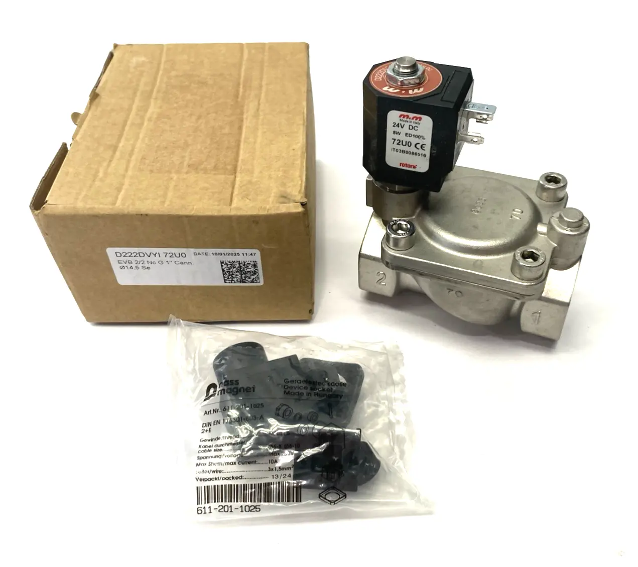 New | in-Stock M&M Pilot Operated 2/2-way Solenoid Valve EVB 2/2 NC G 1" Cann. Solenoid Valves Michigan US | Maverick Industrial Sales #1393091