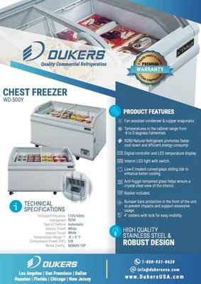 New | in-Stock Dukers New Dukers WD-500Y Commercial Chest Freezer in White 56" Display Freezers Illinois US | Falcon Restaurant Supply #1376285