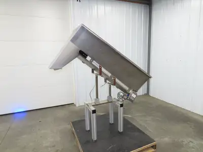 Helatec Held AG Stainless Incline Feed Conveyor 300mm Cleated Belt 64"L 230V 1PH