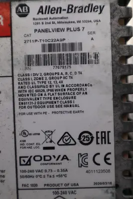 Allen Bradley 2711P-T10C22A9P /A PanelView Plus Color Screen STOCK #5666CC