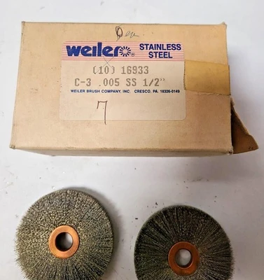 7 Pcs Weiler 16933 3" Wheel Brush CRIMPED STAINLESS STEEL FILL