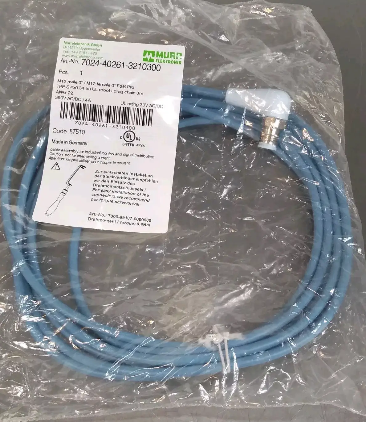 MURR 7024-40261-3210300 M12 female cable Loc5D23