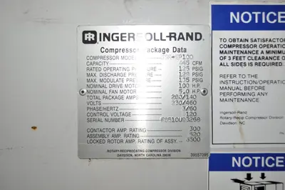 100 HP INGERSOL RAND AIR COMPRESSOR