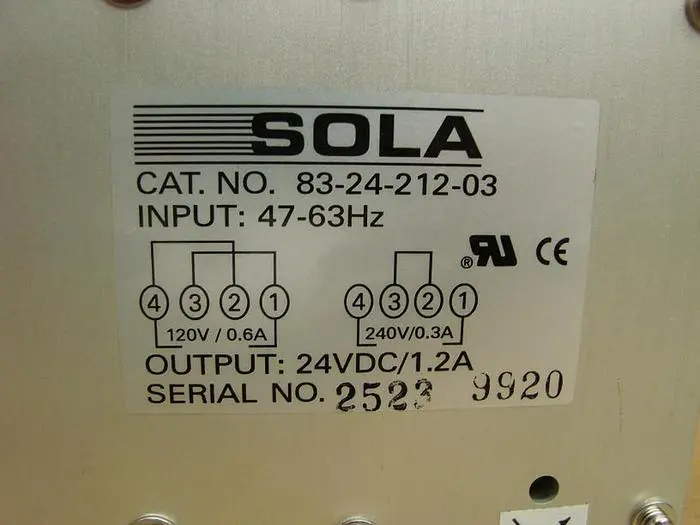 Used SOLA ELECTRIC 83-24-212-03 Power Supplies Michigan US | Ideal Machinery #600567