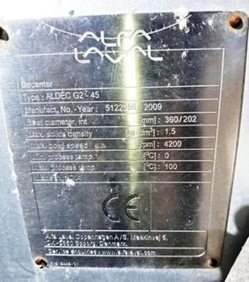Alfa-Laval ALDEC G2-45 Smart decanter centrifuge, 316SS.