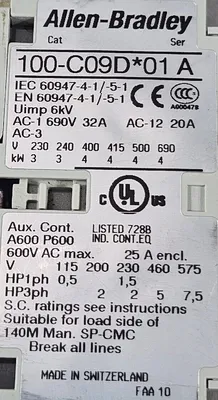 Used ALLEN BRADLEY ALLEN BRADLEY 100-C09*01 Relays & Switches South Carolina US | Palmetto Automation #1162370